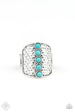 A Line In The SANDSTONE - Blue Ring - Paparazzi Accessories Ring Bedazzle Me Pretty Mobile Fashion Boutique