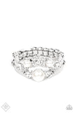 A-List Ambience - White Ring - Paparazzi Accessories Ring Bedazzle Me Pretty Mobile Fashion Boutique