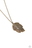 A Mid-AUTUMN Nights Dream - Brass Necklace - Paparazzi Accessories Necklace Bedazzle Me Pretty Mobile Fashion Boutique