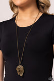 A Mid-AUTUMN Nights Dream - Brass Necklace - Paparazzi Accessories Necklace Bedazzle Me Pretty Mobile Fashion Boutique