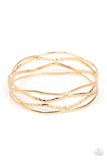 A Narrow ESCAPADE - Gold Bracelet - Paparazzi Accessories Bracelet Bedazzle Me Pretty Mobile Fashion Boutique