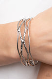 A Narrow ESCAPADE - Silver Bracelet - Paparazzi Accessories Bracelet Bedazzle Me Pretty Mobile Fashion Boutique