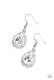A One-GLAM Show - White Earrings - Paparazzi Accessories Earrings Bedazzle Me Pretty Mobile Fashion Boutique