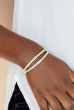 A Show of FIERCE - White Bracelet - Paparazzi Accessories Bracelet Bedazzle Me Pretty Mobile Fashion Boutique