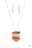A WOODWORK In Progress - Orange Necklace - Paparazzi Accessories Necklace FS-Bedazzle Me Pretty Mobile Fashion Boutique