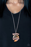 A WOODWORK In Progress - Orange Necklace - Paparazzi Accessories Necklace FS-Bedazzle Me Pretty Mobile Fashion Boutique