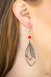 Absolutely Airborne - Red Earrings - Paparazzi Accessories Earrings Bedazzle Me Pretty Mobile Fashion Boutique