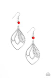 Absolutely Airborne - Red Earrings - Paparazzi Accessories Earrings Bedazzle Me Pretty Mobile Fashion Boutique