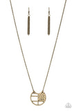 Abstract Aztec - Brass Necklace - Paparazzi Accessories Necklace Bedazzle Me Pretty Mobile Fashion Boutique
