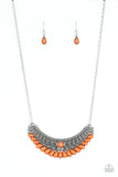Abundantly Aztec - Orange Necklace - Paparazzi Accessories Necklace Bedazzle Me Pretty Mobile Fashion Boutique