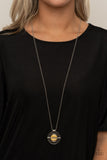 Adobe Adornment - Yellow Necklace - Paparazzi Accessories Necklace Bedazzle Me Pretty Mobile Fashion Boutique