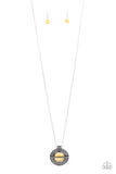 Adobe Adornment - Yellow Necklace - Paparazzi Accessories Necklace Bedazzle Me Pretty Mobile Fashion Boutique