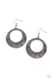 Adobe Dusk - Red Earrings - Paparazzi Accessories Earrings Bedazzle Me Pretty Mobile Fashion Boutique