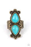 Adobe Garden - Brass Ring - Paparazzi Accessories Ring Bedazzle Me Pretty Mobile Fashion Boutique