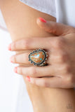 Adobe Sunrise - Brass Ring - Paparazzi Accessories Ring Bedazzle Me Pretty Mobile Fashion Boutique