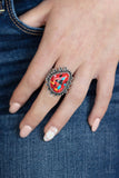 Adobe Sunrise - Red Ring - Paparazzi Accessories Ring Bedazzle Me Pretty Mobile Fashion Boutique