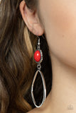 Adventurous Allure - Red Earrings - Paparazzi Accessories Earrings Bedazzle Me Pretty Mobile Fashion Boutique
