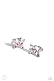 Aerial Advancement - Pink Cuff Earrings - Paparazzi Accessories Post Earrings Bedazzle Me Pretty Mobile Fashion Boutique