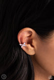 Aerial Advancement - Pink Cuff Earrings - Paparazzi Accessories Post Earrings Bedazzle Me Pretty Mobile Fashion Boutique