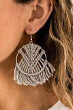 All About MACRAME - Silver Earrings - Paparazzi Accessories Earrings Bedazzle Me Pretty Mobile Fashion Boutique