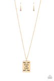 All About Trust - Gold Necklace - Paparazzi Accessories Necklace Bedazzle Me Pretty Mobile Fashion Boutique