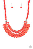 All Across the GLOBETROTTER - Red Necklace - Paparazzi Accessories Necklace Bedazzle Me Pretty Mobile Fashion Boutique