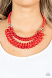 All Across the GLOBETROTTER - Red Necklace - Paparazzi Accessories Necklace Bedazzle Me Pretty Mobile Fashion Boutique