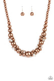All Dolled UPSCALE - Brown Necklace - Paparazzi Accessories Necklace Bedazzle Me Pretty Mobile Fashion Boutique