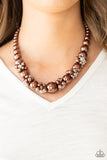 All Dolled UPSCALE - Brown Necklace - Paparazzi Accessories Necklace Bedazzle Me Pretty Mobile Fashion Boutique