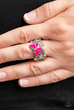 All FLUTTERED Up - Pink Ring - Paparazzi Accessories Ring Bedazzle Me Pretty Mobile Fashion Boutique