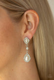 All-GLOWING - White Earrings - Paparazzi Accessories Earrings Bedazzle Me Pretty Mobile Fashion Boutique