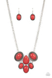 All-Natural Nostalgia - Red Necklace - Paparazzi Accessories Necklace Bedazzle Me Pretty Mobile Fashion Boutique
