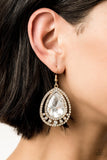 All Rise For Her Majesty - Gold Earrings - Paparazzi Accessories Earrings Bedazzle Me Pretty Mobile Fashion Boutique