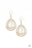 All Rise For Her Majesty - Gold Earrings - Paparazzi Accessories Earrings Bedazzle Me Pretty Mobile Fashion Boutique
