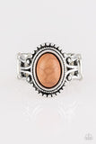 All The Worlds A STAGECOACH - Brown Ring - Paparazzi Accessories Ring Bedazzle Me Pretty Mobile Fashion Boutique