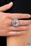 All Things Must COMPASS - Pink Ring - Paparazzi Accessories Ring Bedazzle Me Pretty Mobile Fashion Boutique