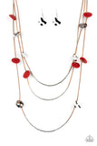 Alluring Luxe - Red Necklace - Paparazzi Accessories Necklace Bedazzle Me Pretty Mobile Fashion Boutique