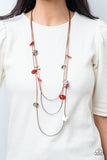 Alluring Luxe - Red Necklace - Paparazzi Accessories Necklace Bedazzle Me Pretty Mobile Fashion Boutique