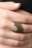 Along the Lines - Brass Ring - Paparazzi Accessories Ring Bedazzle Me Pretty Mobile Fashion Boutique