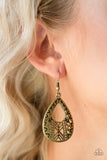 Alpha Amazon - Brass Earrings - Paparazzi Accessories Earrings Bedazzle Me Pretty Mobile Fashion Boutique