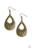 Alpha Amazon - Brass Earrings - Paparazzi Accessories Earrings Bedazzle Me Pretty Mobile Fashion Boutique