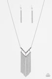 Alpha Glam - Silver Necklace - Paparazzi Accessories Necklace Bedazzle Me Pretty Mobile Fashion Boutique