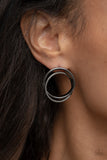 Always In The Loop - Black Post Earrings - Paparazzi Accessories Post Earrings Bedazzle Me Pretty Mobile Fashion Boutique
