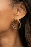 Always In The Loop - Gold Post Earrings - Paparazzi Accessories Post Earrings Bedazzle Me Pretty Mobile Fashion Boutique