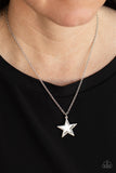 American Anthem - White Necklace - Paparazzi Accessories Necklace Bedazzle Me Pretty Mobile Fashion Boutique