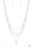 Americana Girl - Silver Necklace - Paparazzi Accessories Necklace Bedazzle Me Pretty Mobile Fashion Boutique