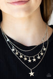 Americana Girl - Silver Necklace - Paparazzi Accessories Necklace Bedazzle Me Pretty Mobile Fashion Boutique