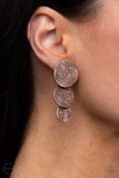 Ancient Antiquity - Copper Clip-On Earrings - Paparazzi Accessories Clip-On Earrings Bedazzle Me Pretty Mobile Fashion Boutique