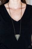 Ancient Arrow - Brass Necklace - Paparazzi Accessories Necklace Bedazzle Me Pretty Mobile Fashion Boutique