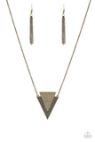 Ancient Arrow - Brass Necklace - Paparazzi Accessories Necklace Bedazzle Me Pretty Mobile Fashion Boutique